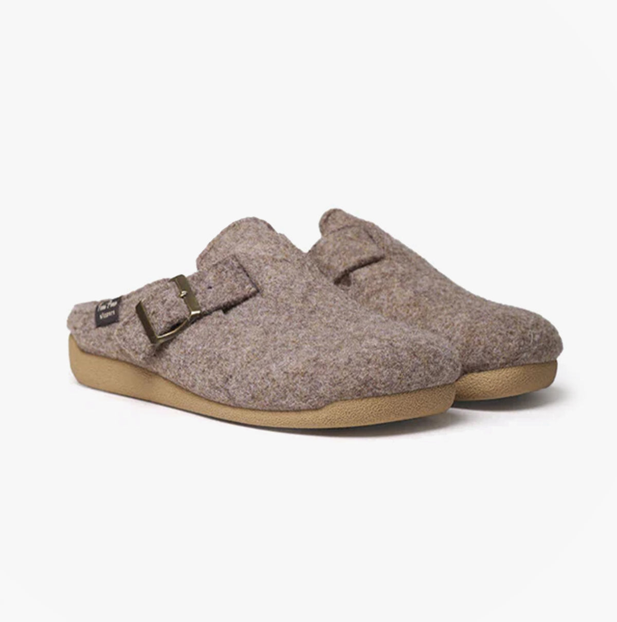 Toni Pons MIMA-FP Womens Mule Slippers Taupe side view showing felt upper and slip-on design.