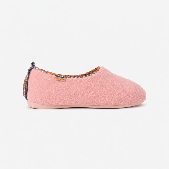 Toni Pons MARTA-SH Womens Full Slippers Pink side view showcasing warm textile upper and comfortable sole.
