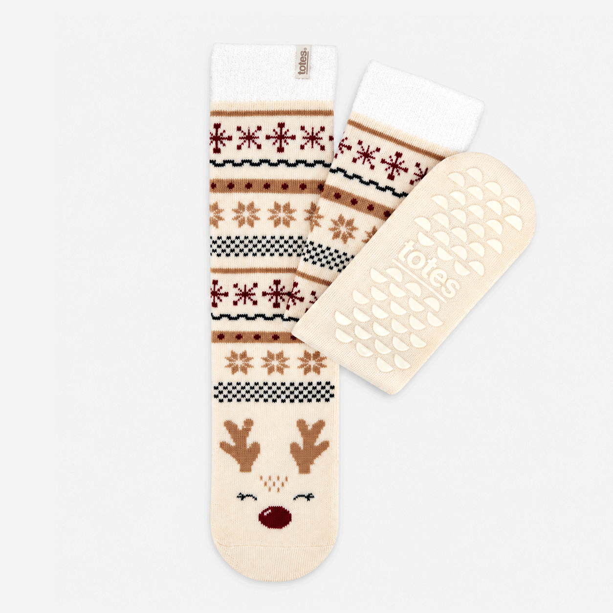 Totes Toasties SINGLE ORIGINAL SLIPPER SOCKS Womens Slipper Socks Reindeer