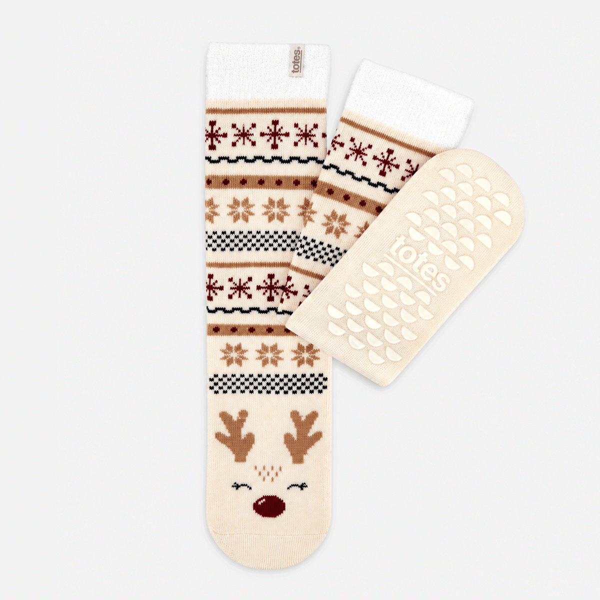 Totes Toasties ORIGINAL Womens Slipper Socks Reindeer