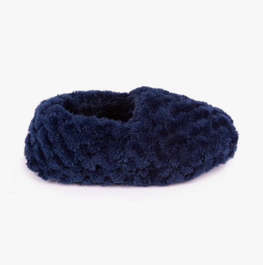 Totes Isotoner NAVY FLEECE Boys Back Slippers Navy