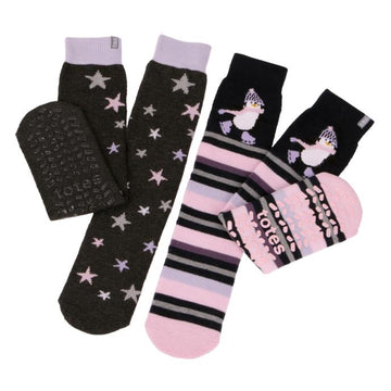 Totes Toasties ORIGINAL Slipper Socks  (Twin Pack) Womens Socks Penguin / Star