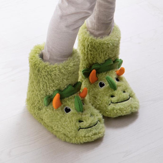 Totes Toasties DINO Unisex Kids Boot Slippers Green