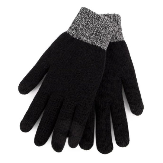 Totes Toasties STRETCH KNITTED SMARTOUCH Mens Gloves Black