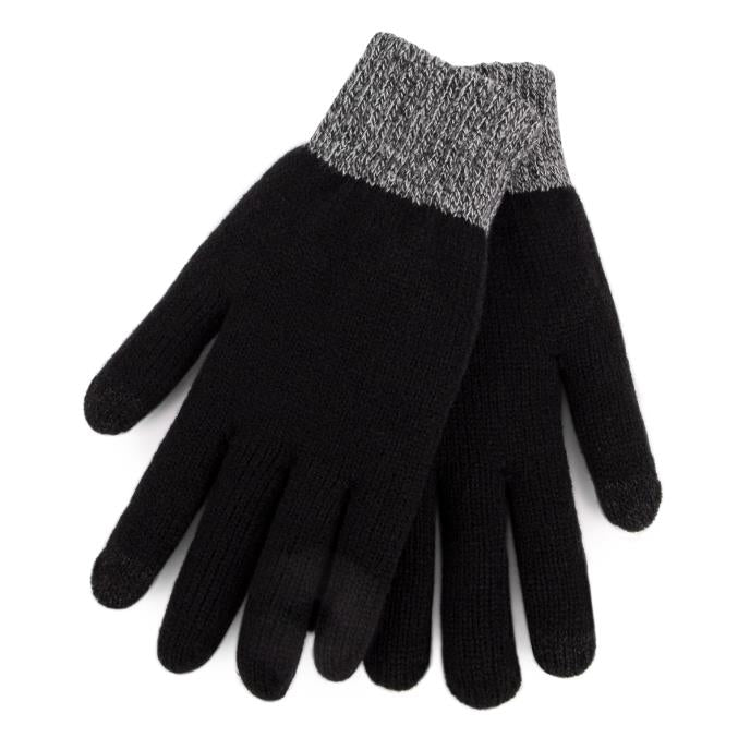 Totes Toasties STRETCH KNITTED SMARTOUCH Mens Gloves Black