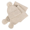 Totes Toasties KNITTED Hat And Scarf Set with Pom Pom Detail Womens Oat
