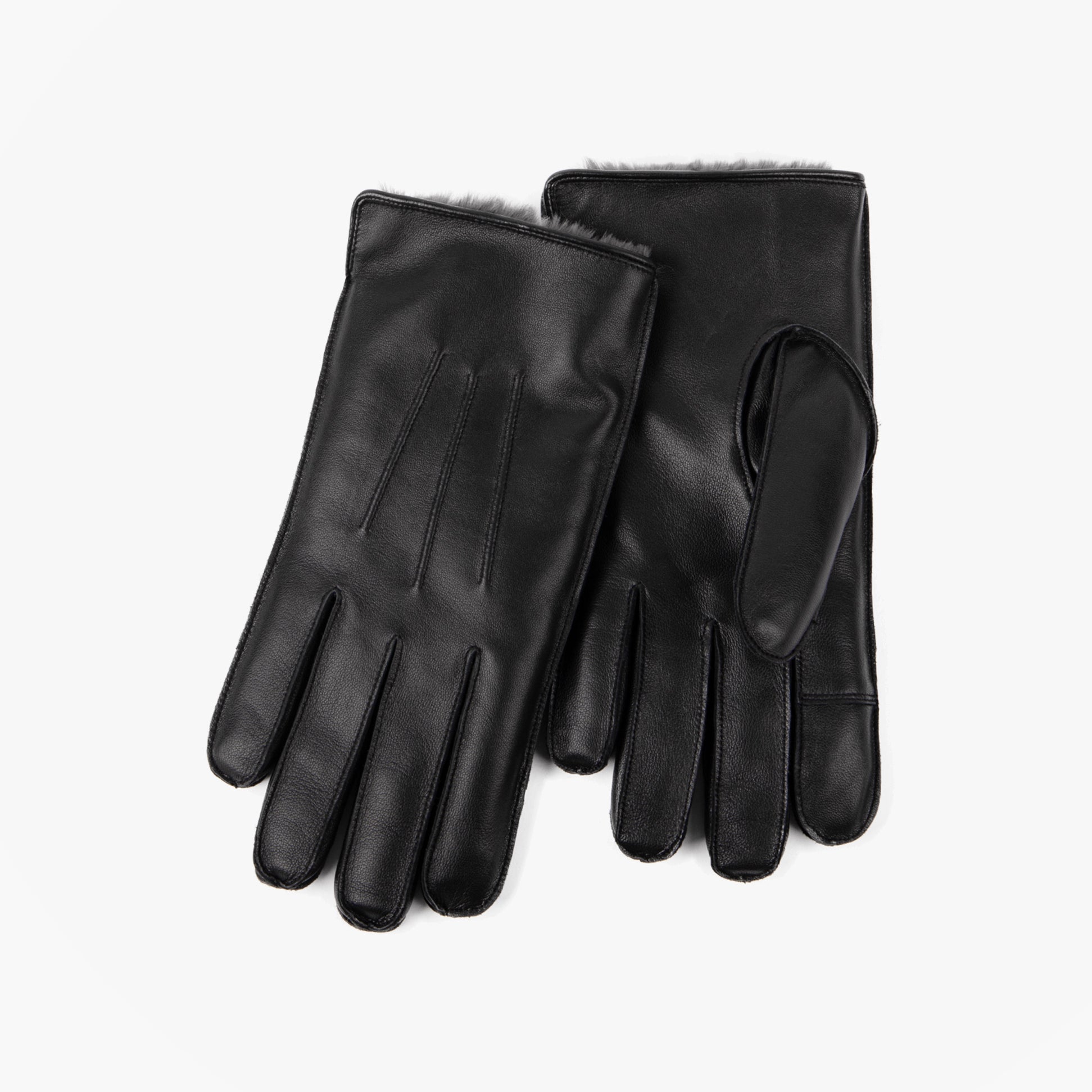 Totes Isotoner PREMIUM 3 POINT LEATHER SMARTOUCH Mens Gloves Black