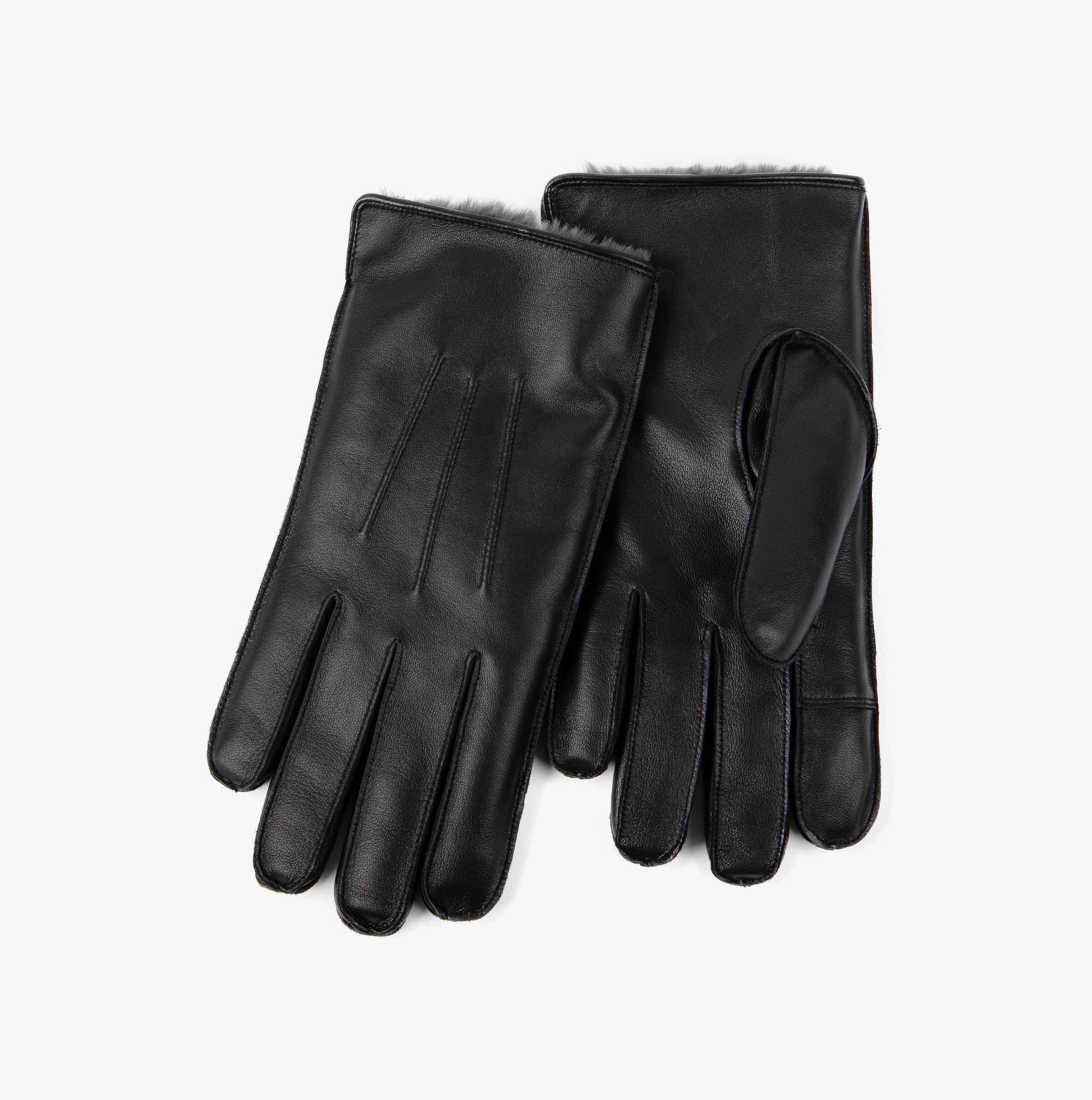 Totes Isotoner PREMIUM 3 POINT LEATHER SMARTOUCH Mens Gloves Black