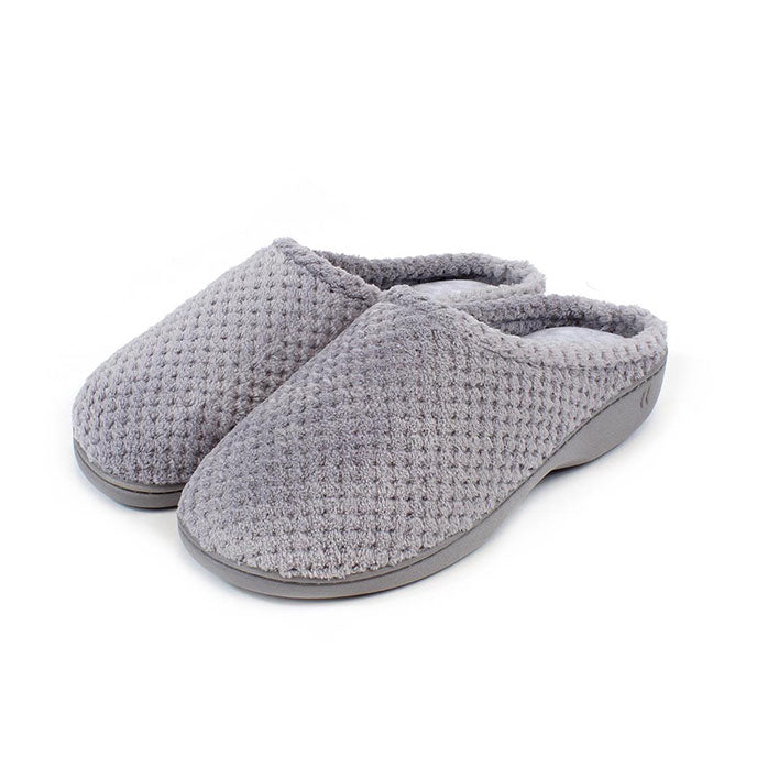 Totes Isotoner POPCORN TERRY Womens Mule Slippers Grey