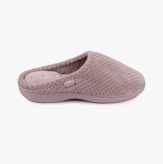 Totes Isotoner POPCORN Terry Mule Slippers Womens Dusky Pink