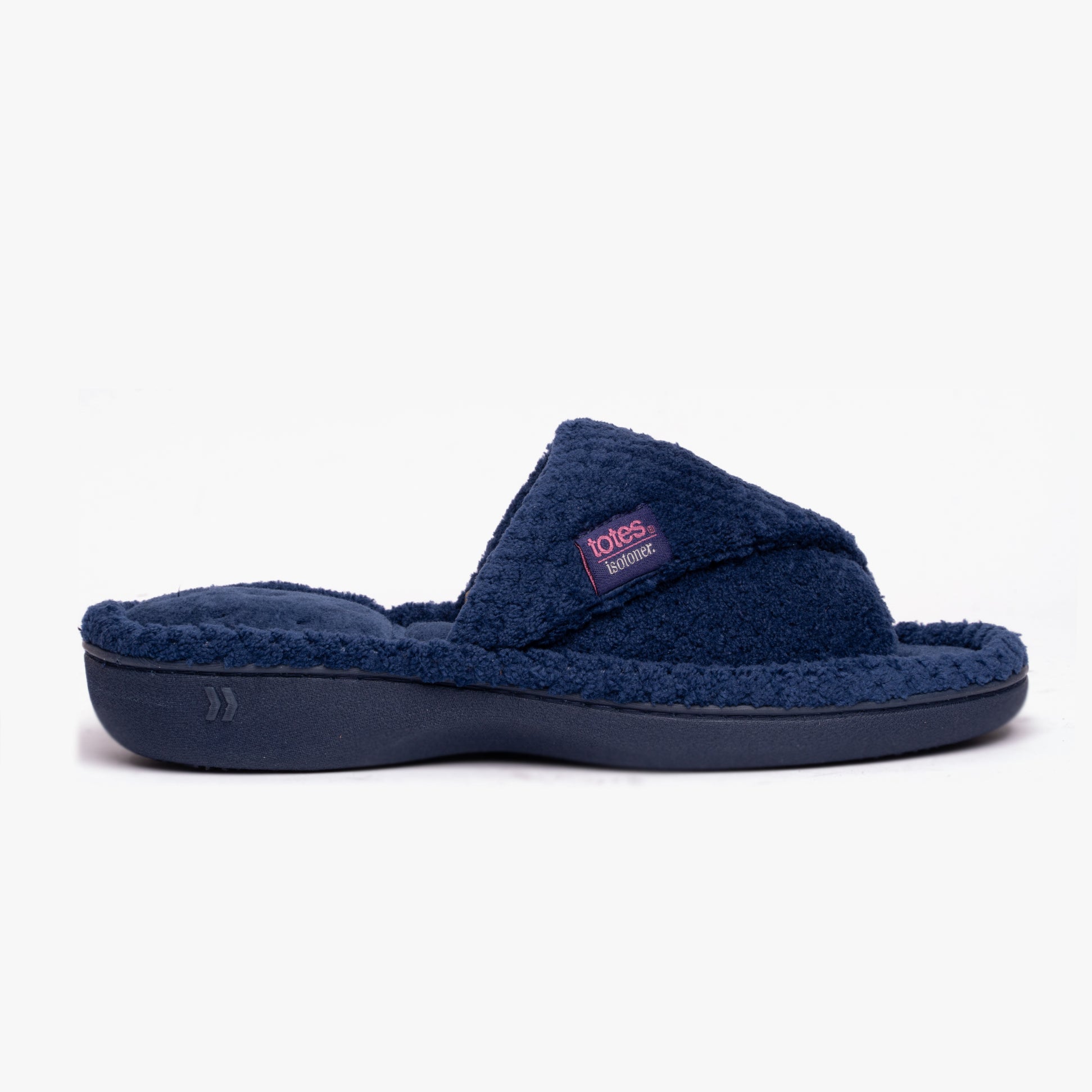 Totes Isotoner POPCORN TURNOVER OPEN TOE Womens Mule Slippers Navy