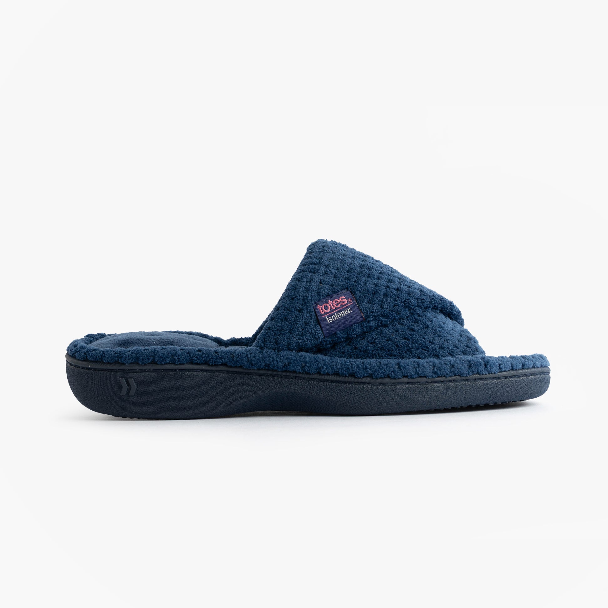 Totes Isotoner POPCORN TURNOVER OPEN TOE Womens Mule Slippers Navy