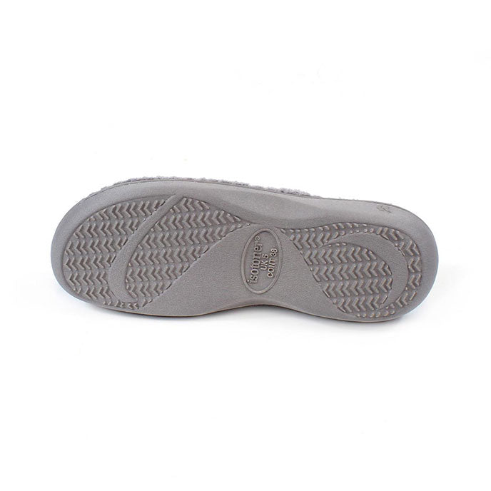 Totes Isotoner POPCORN TURNOVER OPEN TOE Womens Mule Slippers Pale Grey
