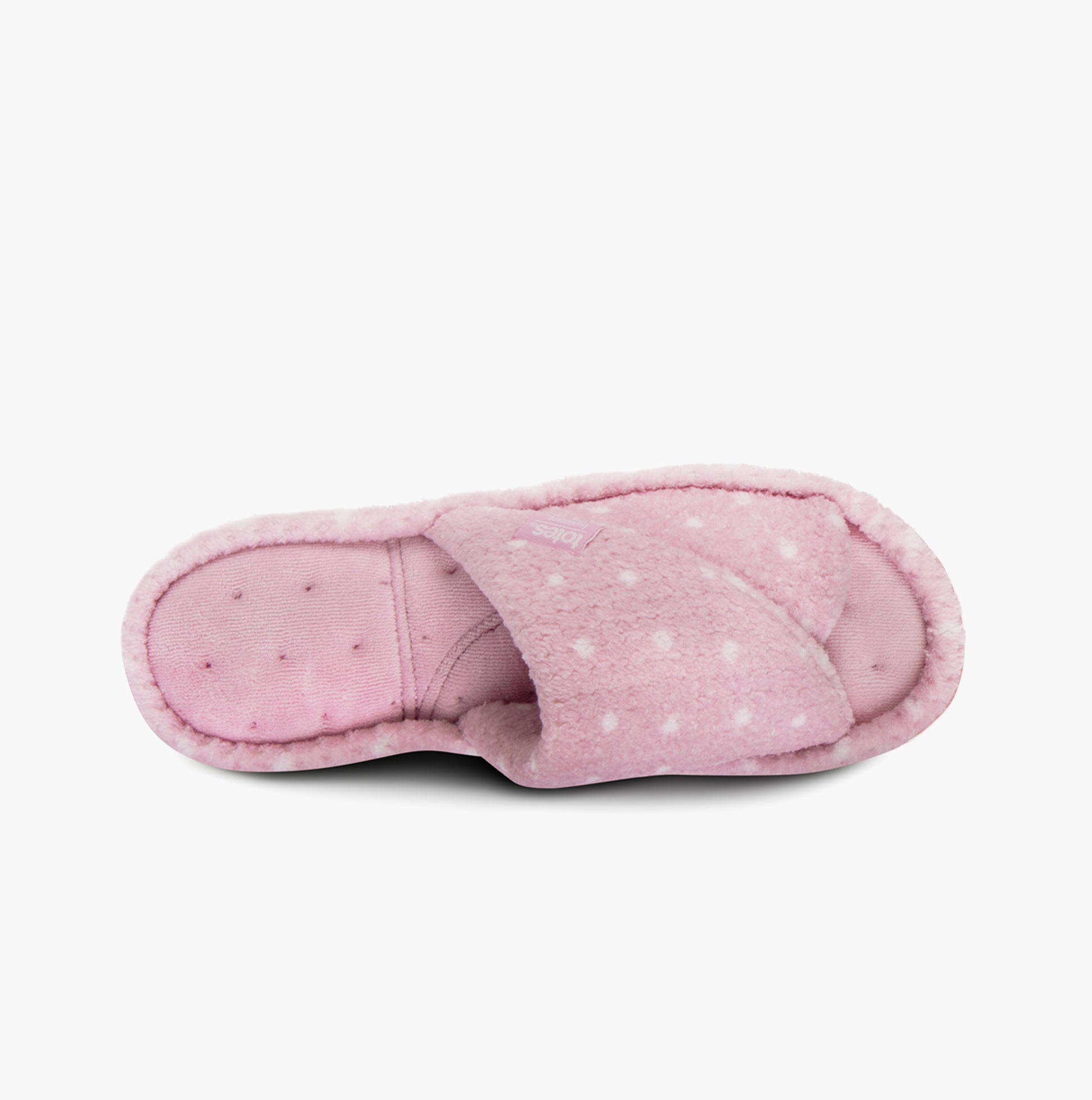 Totes Isotoner POPCORN TURNOVER OPEN TOE Womens Mule Slippers Pink Spot