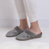 Totes Isotoner SPARKLE VELOUR HEELED MULE Womens Grey Sparkle