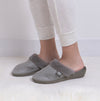 Totes Isotoner SPARKLE VELOUR HEELED MULE Womens Grey Sparkle