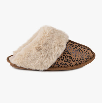 Totes Isotoner REAL SUEDE WITH FUR CUFF Womens Mule Slippers Multi