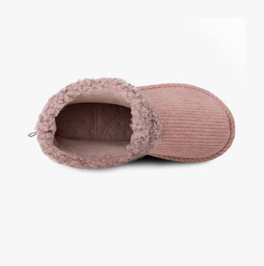 Totes Isotoner CABLE Womens Boot Slippers Pink