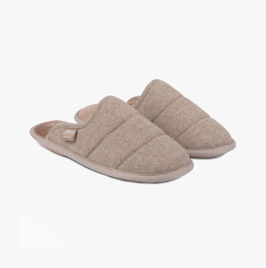 Totes Isotoner HERRINGBONE QUILTED Mule Slippers Womens Mink