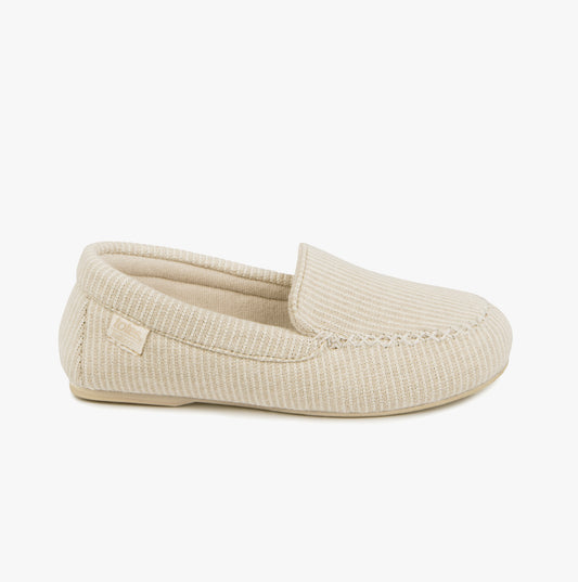 Totes Isotoner TEXTURED MOCCASIN Womens Moccasin Slippers Beige