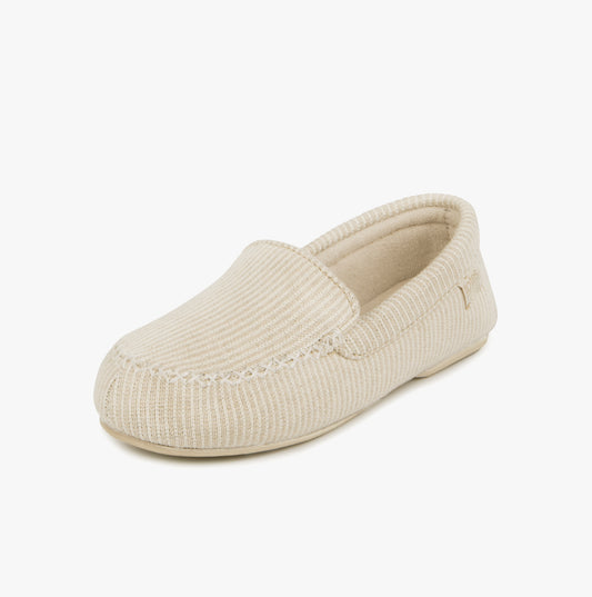 Totes Isotoner TEXTURED MOCCASIN Womens Moccasin Slippers Beige