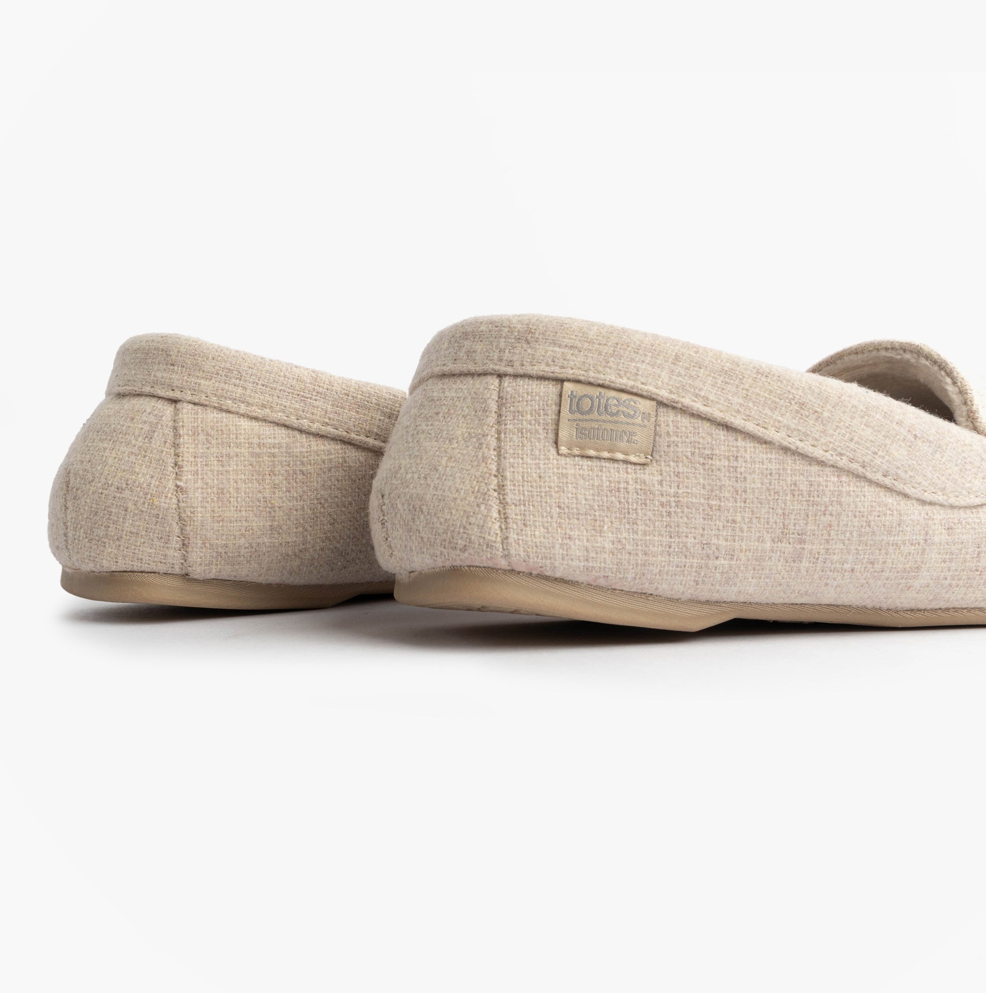 Totes Isotoner TEXTURED Womens Moccasin Slippers Light Brown