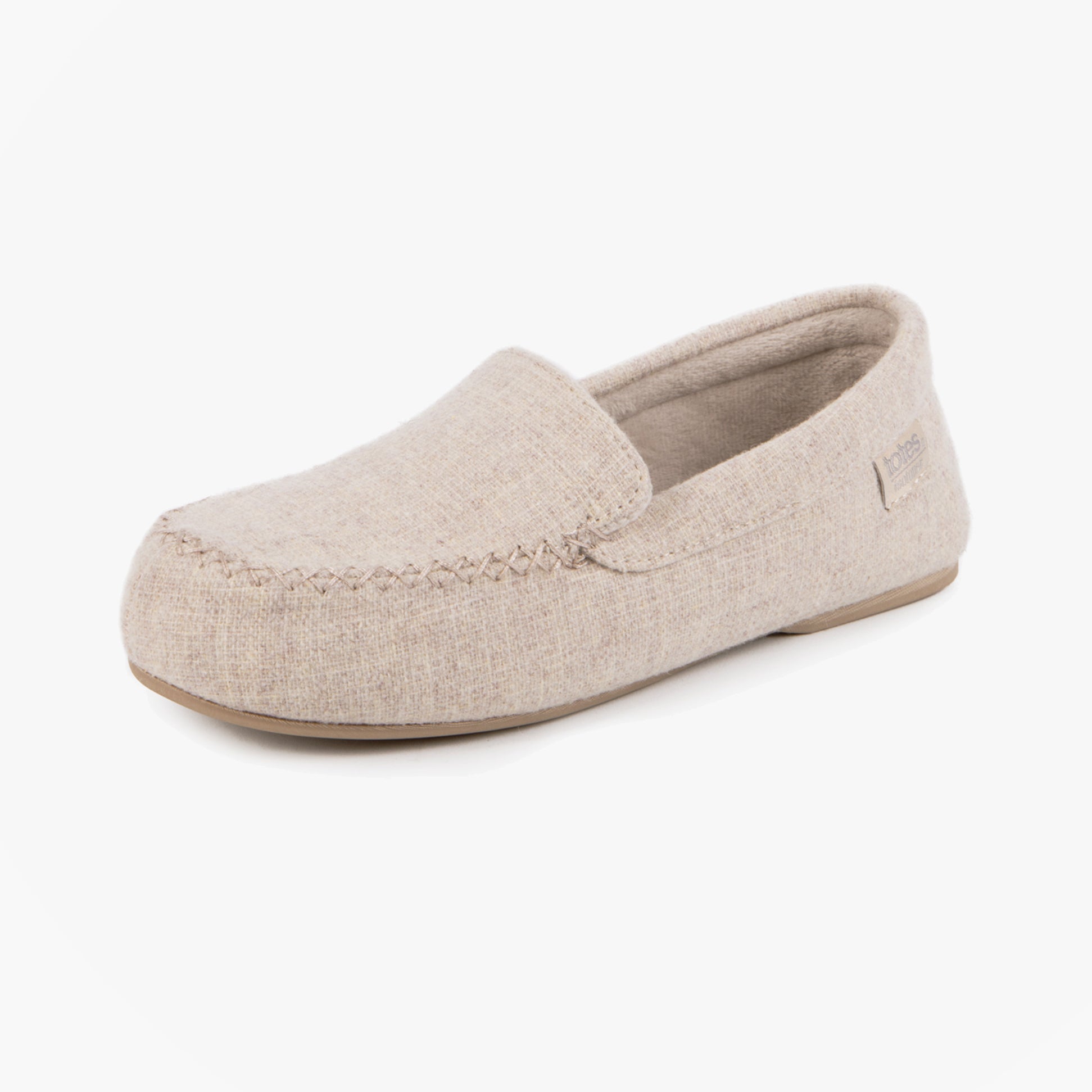 Totes Isotoner TEXTURED Womens Moccasin Slippers Light Brown