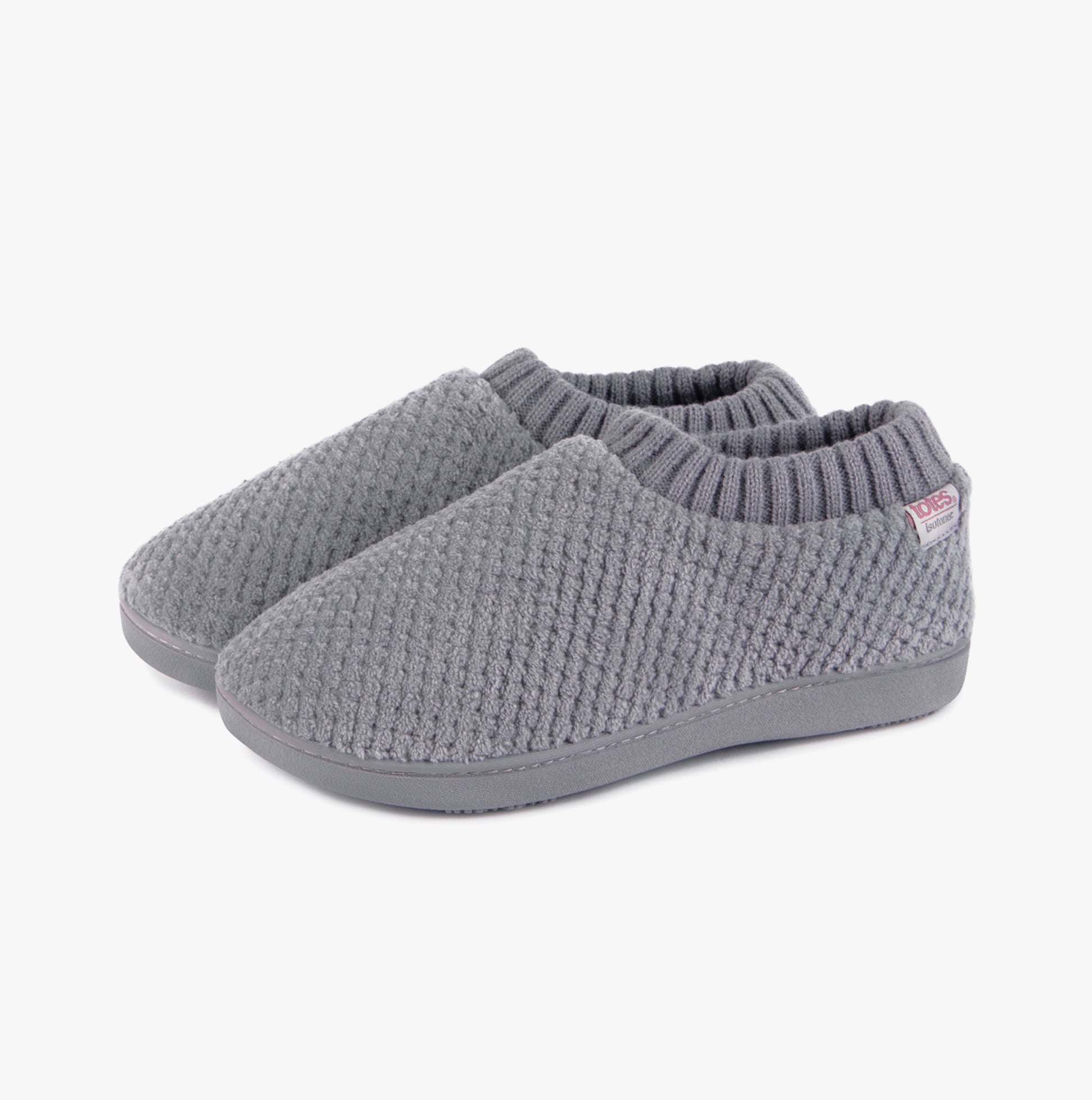 Totes Isotoner POPCORN FULL BACK BOOTIE Womens Slippers Grey
