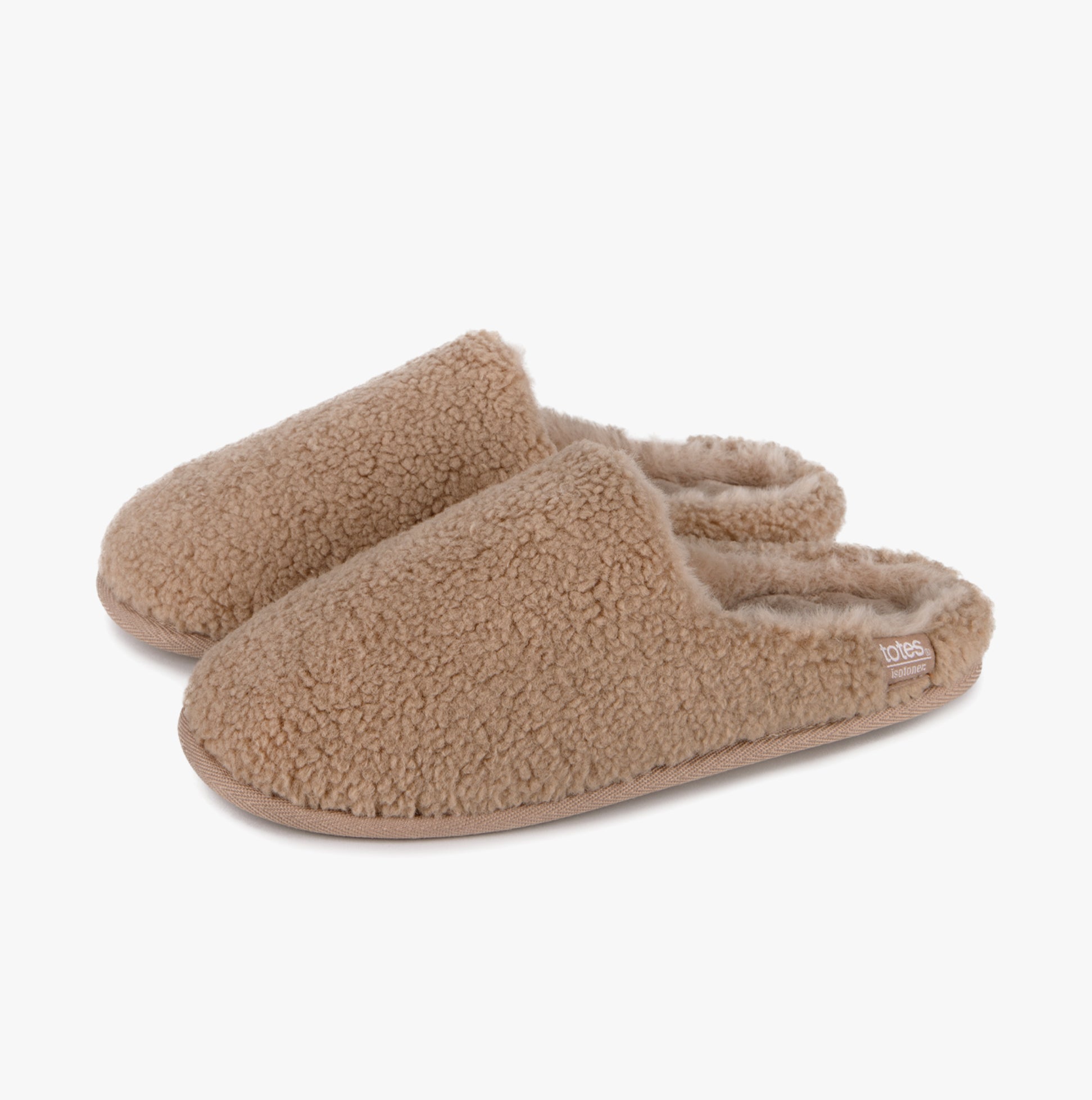 Totes Isotoner CURLY FUR MULE Womens Mule Slippers Natural