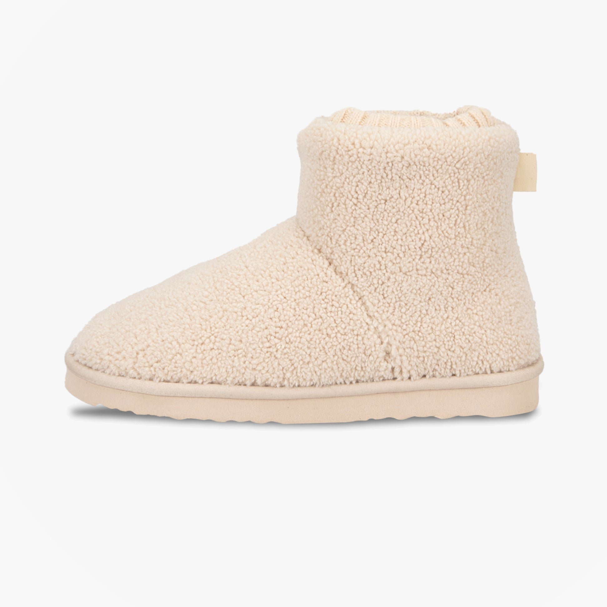 Totes Isotoner BORG BOOT WITH CUFF DETAIL Womens Boot Slippers Cream