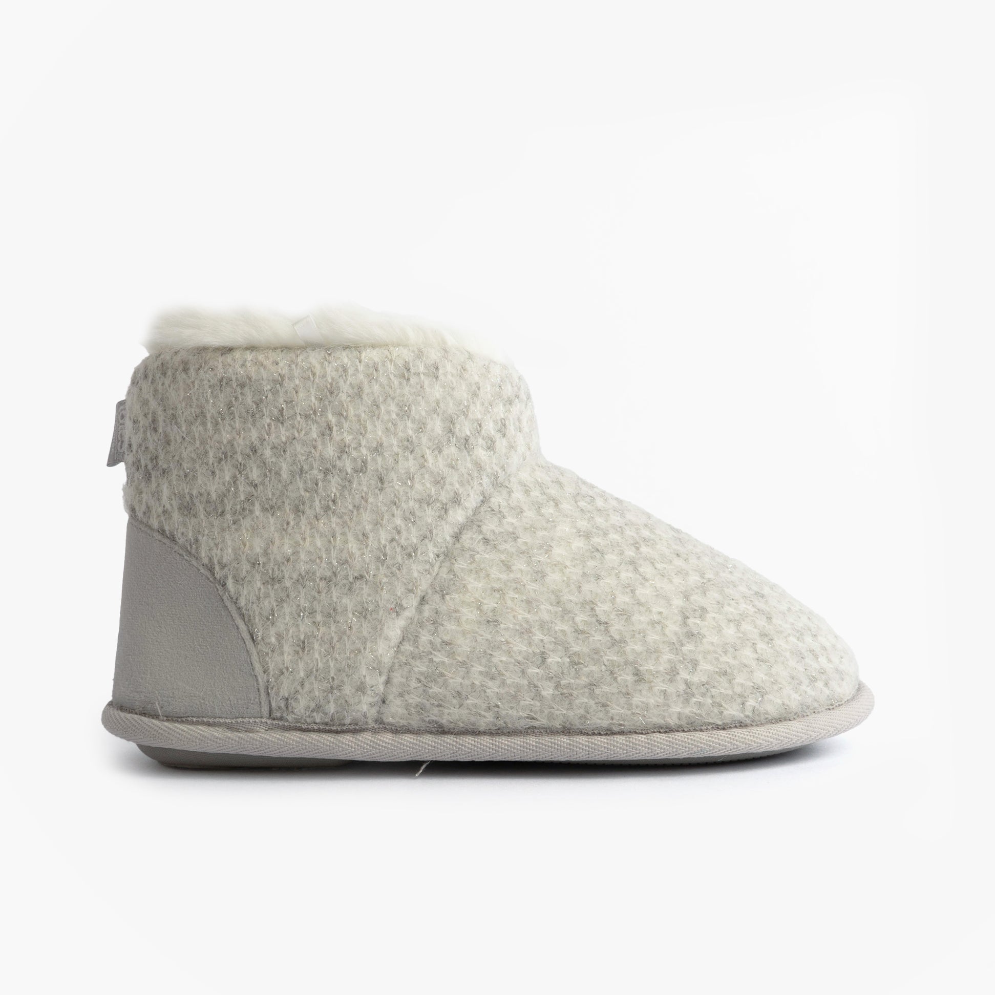 Totes Isotoner SPARKLE KNIT Womens Boot Slippers Light Grey