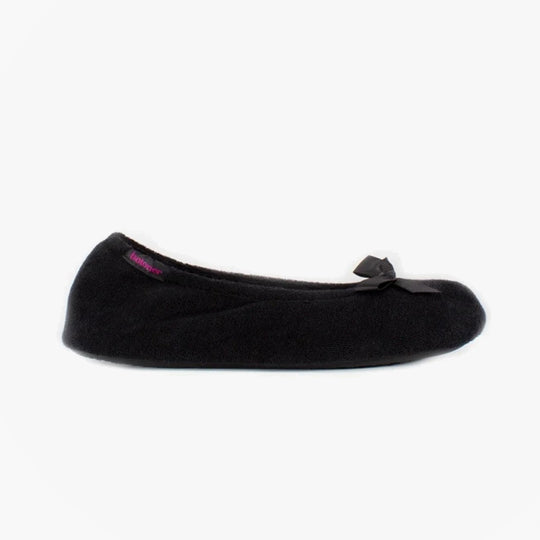 Totes Isotoner TERRY BALLERINA SLIPPERS Womens Full Slippers Black