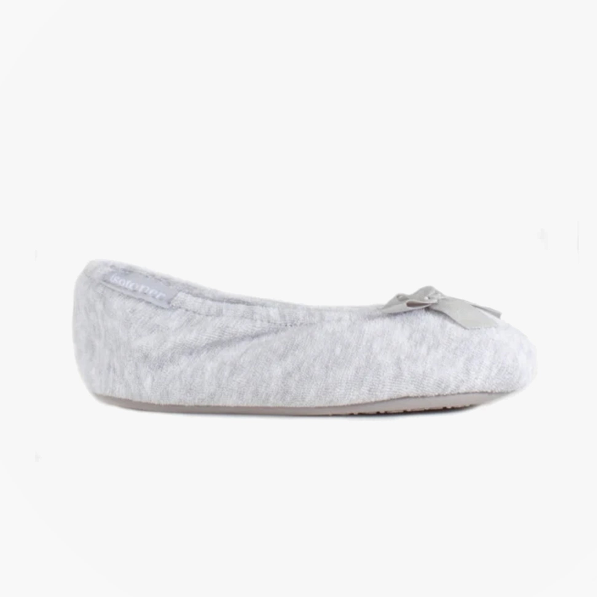 Totes Isotoner STRETCH TERRY BOW Womens Ballerina Slippers Grey
