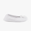 Totes Isotoner TERRY BALLET WITH BOW Womens Ballet Slippers White