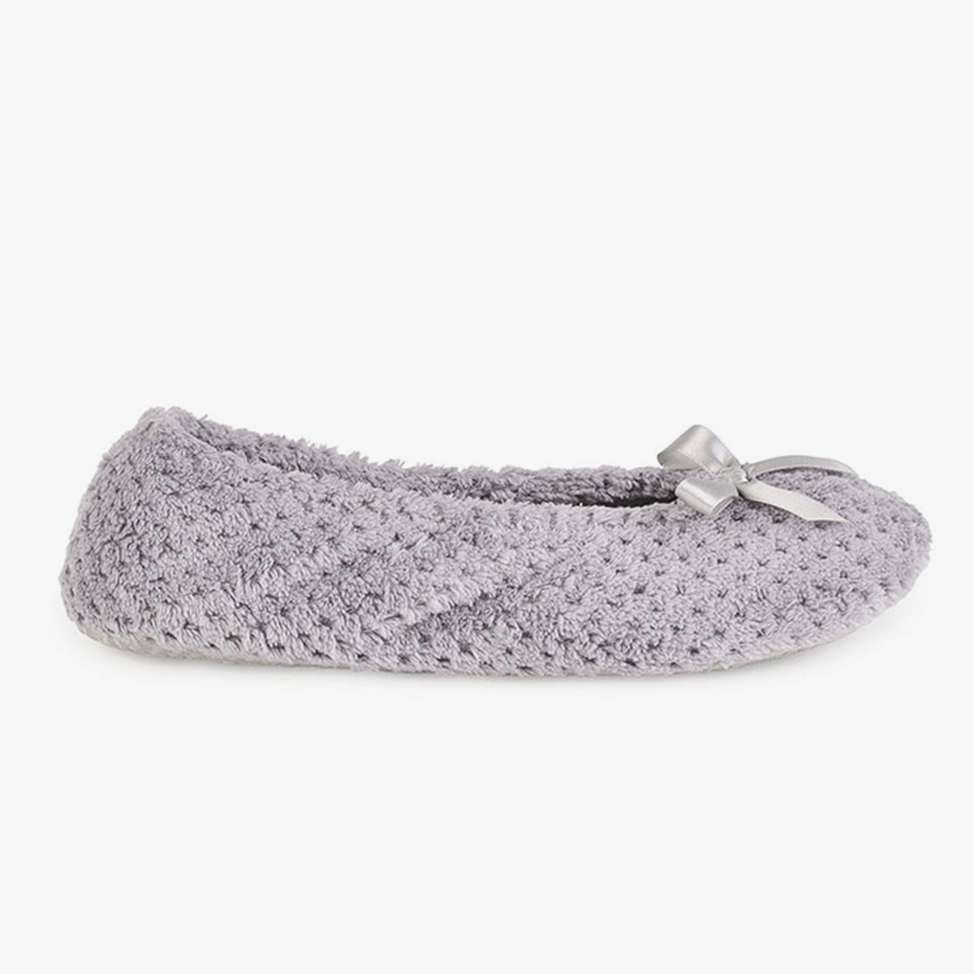Totes Isotoner POPCORN BALLET Womens Ballerina Slippers Pale Grey