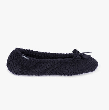 Totes Isotoner POPCORN BALLETS Womens Slippers Black