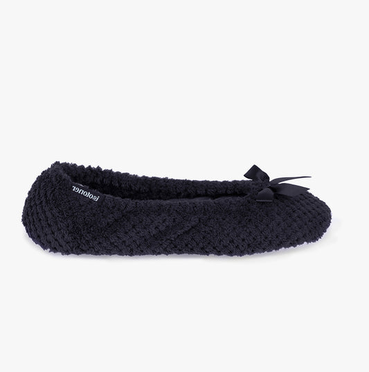 Totes Isotoner POPCORN BALLETS Womens Slippers Black