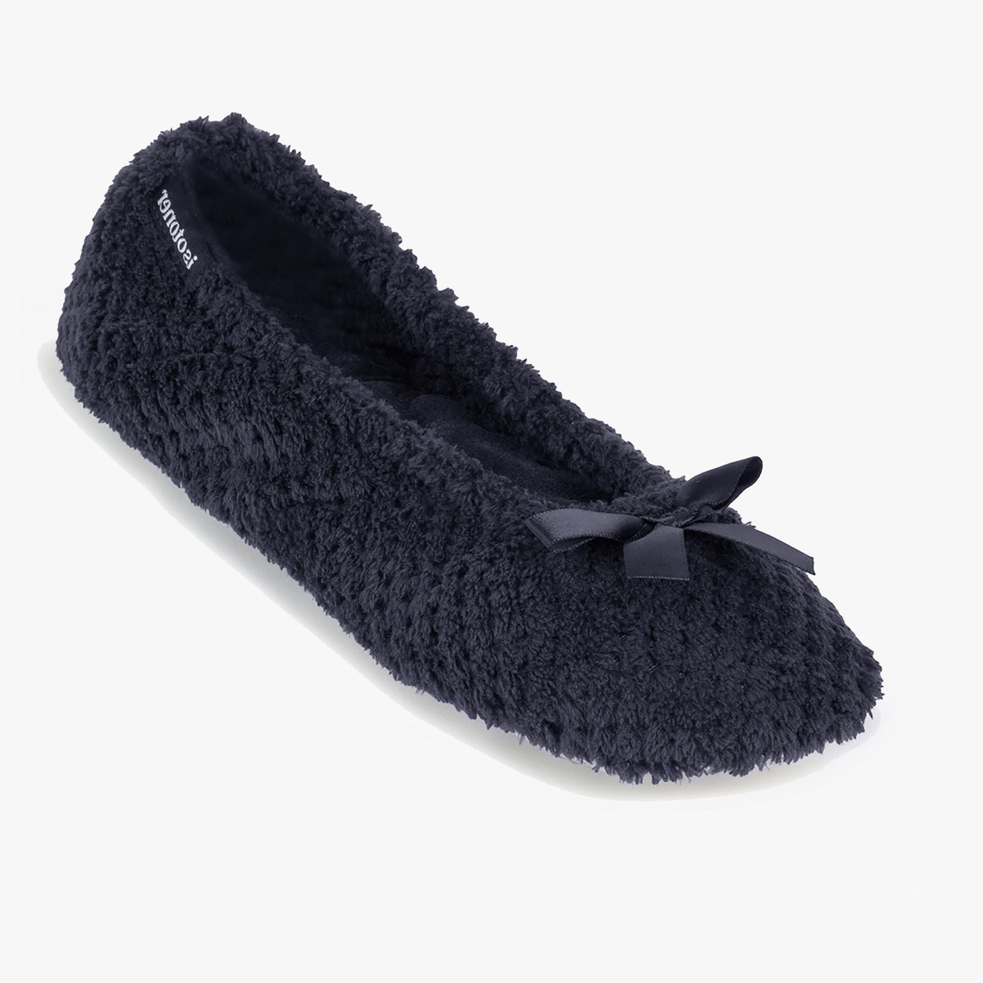 Totes Isotoner POPCORN BALLETS Womens Slippers Black