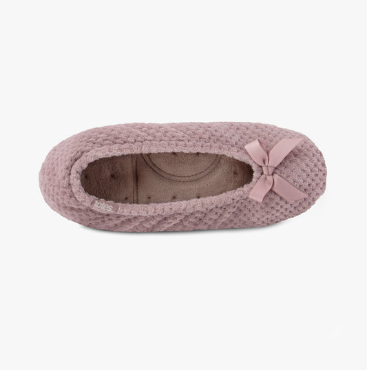 Totes Isotoner POPCORN Ballet Slippers Womens Dusky Pink