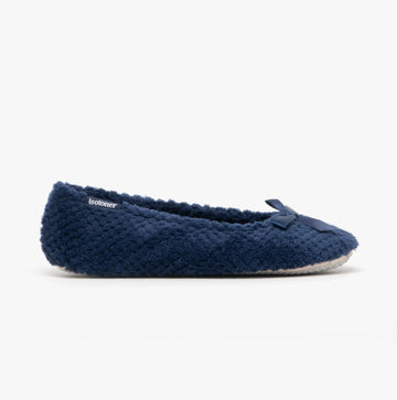 Totes Isotoner POPCORN Womens Ballet Slippers Navy