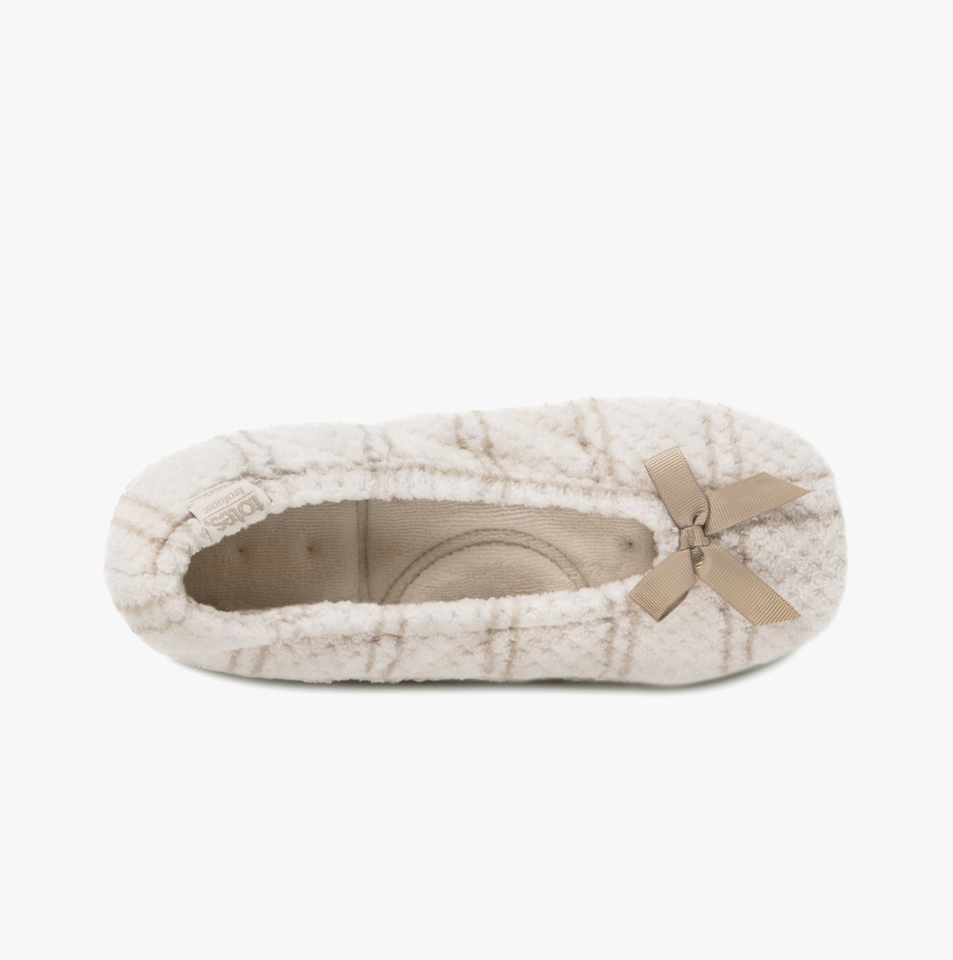 Totes Isotoner POPCORN BALLET Womens Ballerina Slippers Natural Check