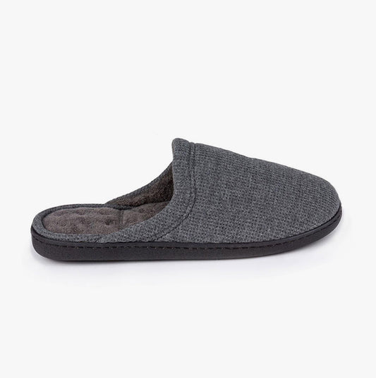 Totes Isotoner WAFFLE Mens Mule Slippers Grey