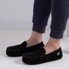 Totes Isotoner PERFORATED SUEDETTE Moccasin Slippers Mens Black