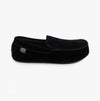 Totes Isotoner PERFORATED SUEDETTE Moccasin Slippers Mens Black