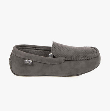 Totes Isotoner AIRTEX SUEDETTES Mens Moccasin Slippers Grey