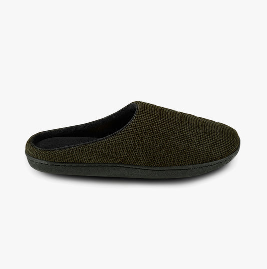 Totes Isotoner TEXTURED CORD STITCHED Mens Mule Slippers Khaki