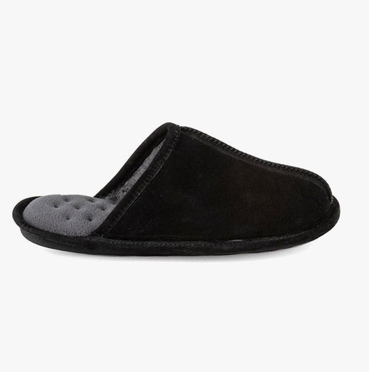 Totes Isotoner Mens Memory Foam Mule Slippers Black