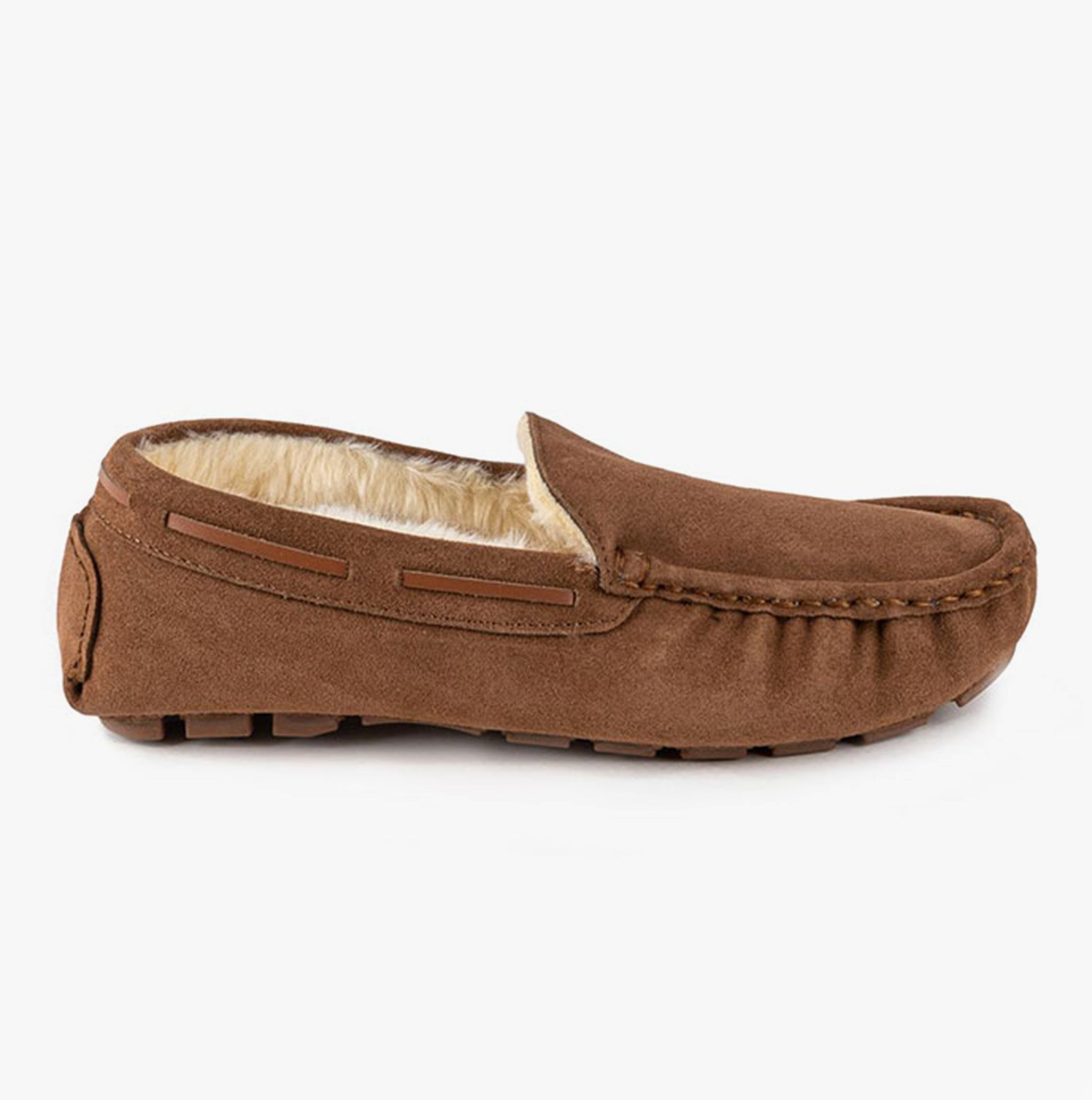 Totes Isotoner REAL SUEDE MOCC Mens Moccasin Slippers Tan