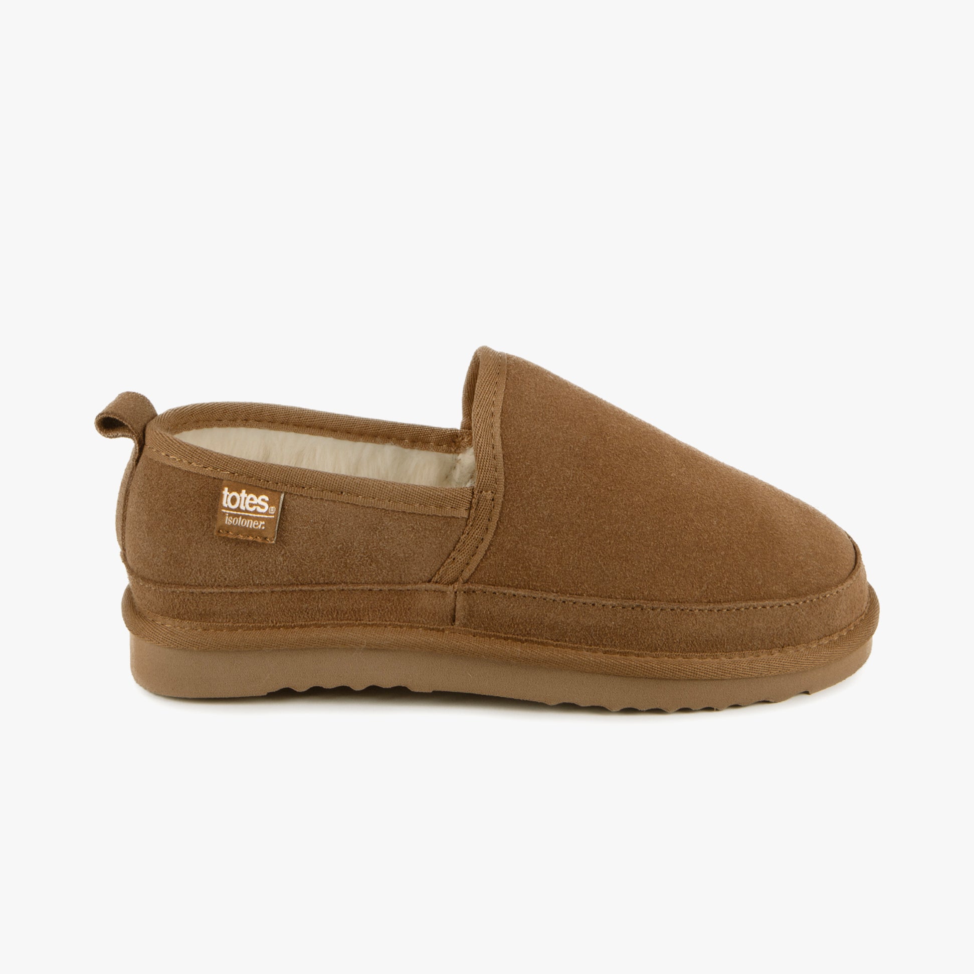 Totes Isotoner REAL SUEDE FULL BACK Mens Full Back Slippers Tan