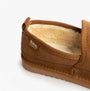 Totes Isotoner REAL SUEDE FULL BACK Mens Full Back Slippers Tan side view showing soft lining and suede finish.